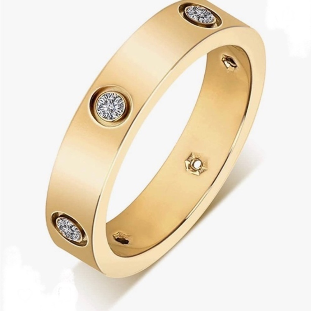Gold 18k Gold Plated Titanium CZ Ring